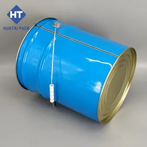Ember kaleng cat logam dekoratif 20 liter, dengan tutup hoop dengan pegangan