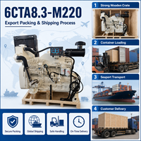Moteur diesel marin SCDC Cums 6CTA8.3-M220 220HP 164kW 1800RPM, 6 cylindres en ligne, turbocompressé, refroidi par air, pour bateau de travail