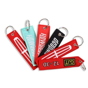 Porte-clés brodé double face personnalisé Nom de la marque Logo Jet Tag Porte-clés brodé tissé personnalisé - Product Image 4