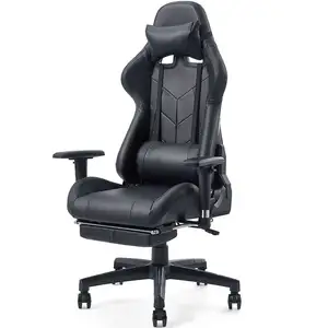 厂家批发黑色皮革赛车电脑游戏椅高度可调旋转人体工学廉价游戏椅
