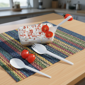 Cuchara-Tenedor Desechable Greenday, Biodegradable, de CPLA, para Postres, Frutas, Helados, Fiestas, Restaurantes, Café, Palillo para Mezclar - Product Image 2