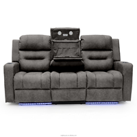 Geeksofa 3 + 2 Ensemble de canapé inclinable électrique en cuir avec porte-gobelet, table de lecture, lampe de lecture et chargement sans fil