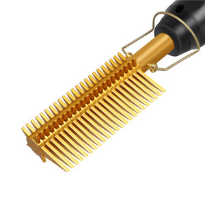 Peine Eléctrico Calefactado, Precalentamiento de 1 Minuto, Pentagonal, de Latón, para Rizar y Alisar, Uso en Cabello Seco y Mojado, Herramienta de Peinado - Product Image 4