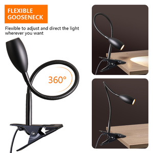 Lampes <span class=keywords><strong>de</strong></span> lecture à LED pour <span class=keywords><strong>lit</strong></span> d'enfant 360 ° Flexible Clip on headboard lamp 3W 3000k Desk Lamp with Clamp for Bedroom Workbench Black - Product Image 1