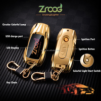 Zroog – Nouveau design – Briquet électronique en métal rechargeable par USB, écologique, au butane, personnalisé, porte-clés LED pour voiture, extérieur