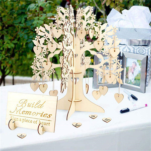 Nuevo árbol de madera en forma de corazón, <span class=keywords><strong>libro</strong></span> de invitados de boda, Árbol de los deseos para decoración de mesa de fiesta de boda - Product Image 3