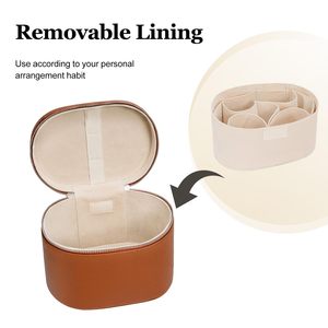 Bolsa de Maquillaje Profesional para Viaje, Estuche Cosmético Marrón, Organizador de Artículos de Aseo de Gran Capacidad, Caja de Maquillaje Portátil, <span class=keywords><strong>Kit</strong></span> de Belleza - Product Image 2