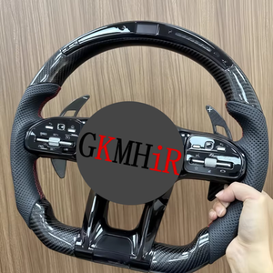 Volant en fibre de carbone avec écran LED et palettes de changement de vitesse pour Mercedes Benz A45 AMG CLS W176 C63 W204 <span class=keywords><strong>CLA</strong></span> W212 W207 W218 W117 - Product Image 6