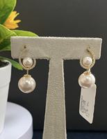 Boucles d'oreilles asymétriques en forme de croissant doré avec perles d'imitation CZ, doubles perles, élégantes, pour femmes, bijoux quotidiens et de soirée, vente en gros
