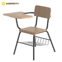 Chaise de formation pour salle de formation avec cadre métallique, siège en bois, tablette d'écriture intégrée et rangement – Idéale pour les projets de mobilier de bureau