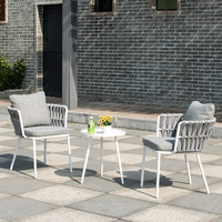 Chaise de table en rotin moderne empilable jardin bois extérieur aluminium bois loisirs tissé corde salle à manger extérieur restaurant ensembles de chaises