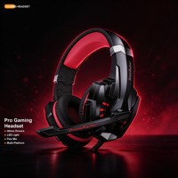 Casque audio supra-auriculaire avec bandeau pour PS4/PS5 et PC, écouteurs filaires pour jeux e-sport avec lumière LED et suppression du bruit