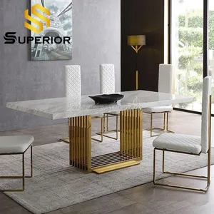 2020 new idea gold glam dinner table with 6 chairs