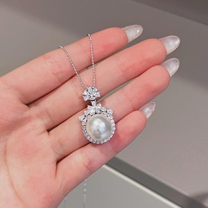 Collar con Colgante de Concha Retro Francés de Plata Pura S925 para Mujer, Cadena de Clavícula Ovalada de Alta Gama con Perla - Product Image 2