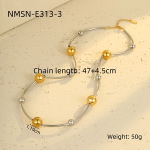 Pop Fashion Unisex Stainless Steel <strong>Gold</strong> Plated Punk Colorblock <strong>Ball</strong> and Snake <strong>Chain</strong> Necklace for Gift Occasions - Product Image 6