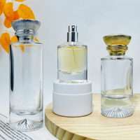 Flacon de parfum en verre cylindrique transparent de haute qualité 30ml 50ml 100ml avec pompe pulvérisatrice et diffuseur à bâtonnets, personnalisable