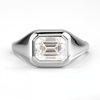 Bijoux fantaisie, bague de mariage pour homme en or massif 10 carats, incrustée d'un diamant moissanite de couleur D taille émeraude, VVS, parfaite pour les amoureux