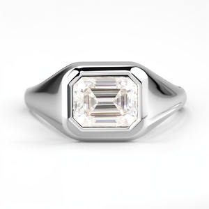 Anello da Uomo in Oro Massiccio 10K con Moissanite Taglio Smeraldo Colore <span class=keywords><strong>D</strong></span> VVS, Gioiello di Moda Perfetto per Innamorati - Product Image 2