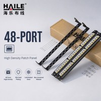 Panel de Conexiones HAILE CAT6 de 48 Puertos Gigabit 2U Tipo Split, Panel de Conexiones de Red para Gabinete de Grado Ingeniería