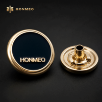 Kancing Tekan Bulat Mewah HONMEO dari Paduan Seng Emas Hitam dengan Logo Merek Terukir OEM untuk Kancing Thobe Abaya Logam