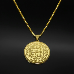 Nuevo Colgante <span class=keywords><strong>de</strong></span> Acero Inoxidable Tallado por Ambos Lados con Formas Geométricas, Collar <span class=keywords><strong>de</strong></span> Acero Titanio para Parejas, Hombre y Mujer - Product Image 4