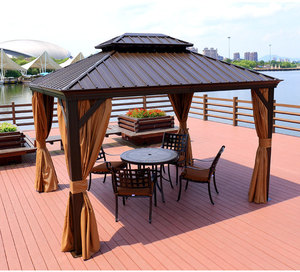 Gazebo Padiglione da Giardino 12x12 in Alluminio per Esterni con Tetto Rigido e Zanzariera con Tende - Product Image 5