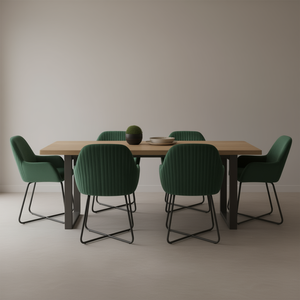 Sillas de comedor de terciopelo verde con patas de acero con recubrimiento en polvo, juego de muebles modernos contemporáneos para el hogar, juego de 6 - Product Image 2