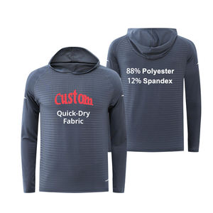 Sudadera con capucha de entrenamiento de gimnasio atlético para hombre Sudadera personalizada de secado rápido de manga larga con estampado de logotipo de patrón sólido - Product Image 3