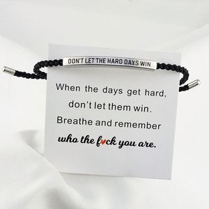 Joyería de inspiración de moda, regalo para mujeres y hombres, pulsera de cuerda trenzada ajustable con letras grabadas: NO DEJES QUE LOS DÍAS DIFÍCILES TE VENCAN - Product Image 5