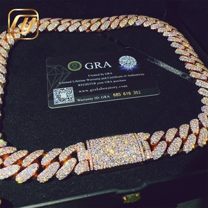 Collar de Joyería Hip Hop Iced Out Miami Cuban Link con Diamantes Moissanita VVS Certificados GRA de 18MM en Plata de Ley 925 - Product Image 4