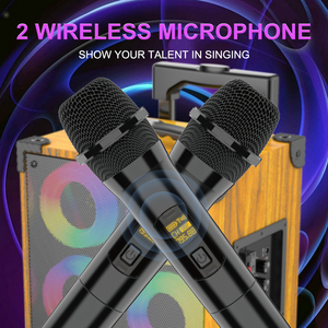 Altavoz portátil dual inalámbrico de 8 pulgadas para exteriores con iluminación micrófono Construcción de madera de alto volumen - Product Image 5