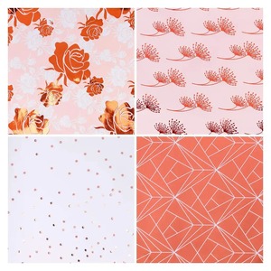 Rouleaux de papier cadeau écologiques recyclables en feuille d'or rose, motif à pois, floral, géométrique, double face, pour emballage - Product Image 5