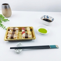 Boîtes à sushi à emporter, forme rectangulaire, en PET jetable, barquette de qualité alimentaire avec couvercles - Contenants à emporter