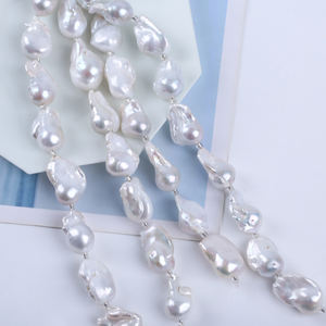 Bán Buôn 14-18Mm 7Inch Màu Trắng Lớn Baroque Hình Dạng Ngọc Trai Nước Tươi Đối với Trang Sức Làm - Product Image 4