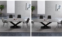 Table à manger en céramique avec pieds métalliques, meubles modernes et personnalisés, haute qualité