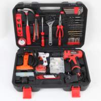 Kit d'outils de bricolage électrique sans fil Kafuwell P3028A 122 pièces 12V avec perceuse, pistolet à colle et grattoir