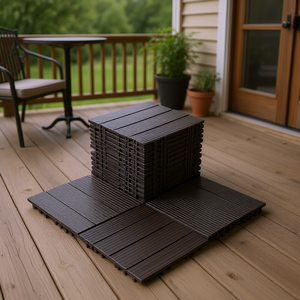 Baldosas entrelazadas para terraza de 12x12 pulgadas, impermeables, color marrón oscuro, para porche, piscina, suelo de madera, plástico y compuesto. - Product Image 2