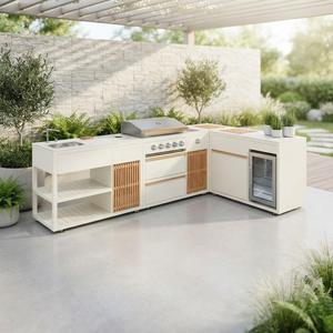 Barbecue au <span class=keywords><strong>charbon</strong></span> <span class=keywords><strong>de</strong></span> <span class=keywords><strong>bois</strong></span> <span class=keywords><strong>de</strong></span> luxe moderne pour l'extérieur, avec plaque <span class=keywords><strong>de</strong></span> cuisson en acier inoxydable, 5 brûleurs, finition thermolaquée, allumage piézoélectrique - Product Image 1