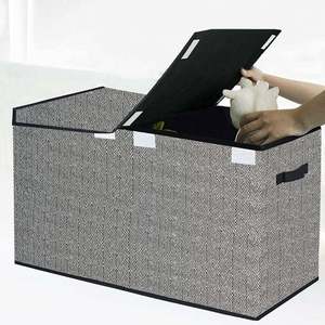 Caja de Juguetes Gris con Tapa Abatible, Plegable, para Niños, para Organización del Hogar, con Patrón de Espiga, Caja de Almacenamiento de Ropa - Product Image 4