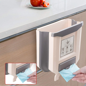 2.4 Gallon Plastic Hanging Foldable Collapsible Mini Waste Bins Kitchen Trash for Cabinet Car Bedroom Bathroom