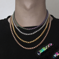 Collier pour homme en acier inoxydable avec fermoir à vis Chaîne à maillons plaquée or Bijoux tendance pour homme et garçon