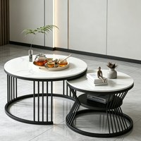 Table basse en dalle de roche de luxe léger pour salon, style moderne et minimaliste en fer forgé, idéale pour les petits appartements