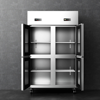 Refrigerador Comercial de Cuatro Puertas, Refrigerador Comercial con Puerta de Acero Inoxidable, Congelador Vertical Comercial