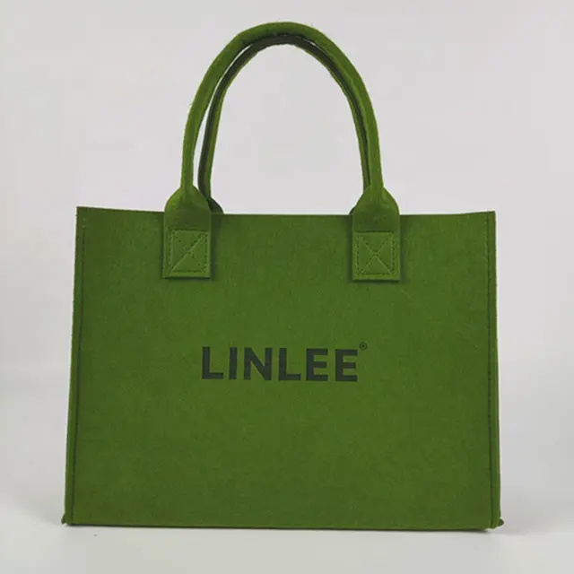 Green Felt Material Reusable And Durable Custom Tote Bags Luxury Storage Shopping Garment Bag Shopping Bags
