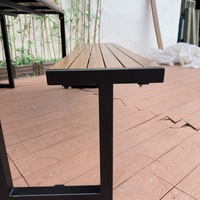 Mobilier d'extérieur durable, ensemble table de pique-nique à cadre en acier galvanisé, banc de salle à manger en bois et plastique composite pour patio et cour