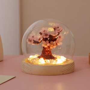 Lampe d'ambiance créative faite à la main DIY en forme de cerisier et de fleur de pêcher, <span class=keywords><strong>veilleuse</strong></span> pour chambre à coucher, décoration chaleureuse, cadeaux d'anniversaire, artisanat en cristal - Product Image 4