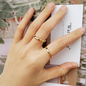 Simple Custom Logo Fashionable 18K Gold Plated Best-selling <b>Blank</b> Domed Band Accessory Gift for Unisex - Product Image 4