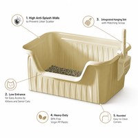 Litière pour chat extra large à ouverture supérieure avec côtés hauts anti-éclaboussures, toilette semi-fermée avec pelle pour grands chats