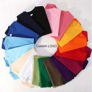 Design Factory Wholesale Men's T-Shirts 300G Pure Cotton Custom Logo Solid Color Half Short Sleeved Long Knitted T-Shirt - Product Image 2