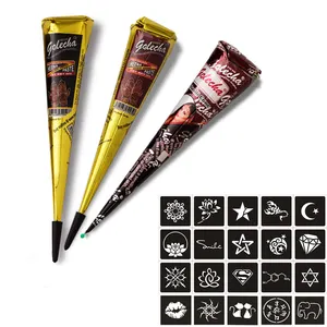 Kostenloser Versand Temporäre Paste Tube Cone Body Art Malerei Henna Cone und Henna Stencil Sets